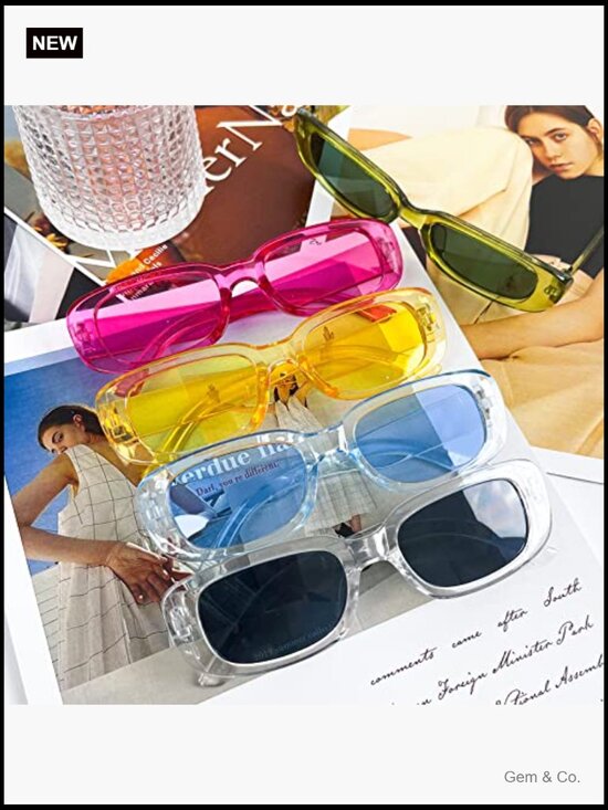 10 Pack Retro Rectangle Sunglasses UV400 Protection Unisex Adult